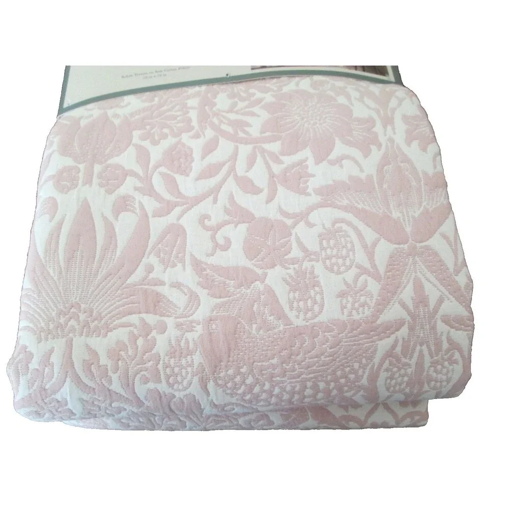 NEW William Morris & Co STRAWBERRY THIEF Floral Shower Curtain Blush Pink White